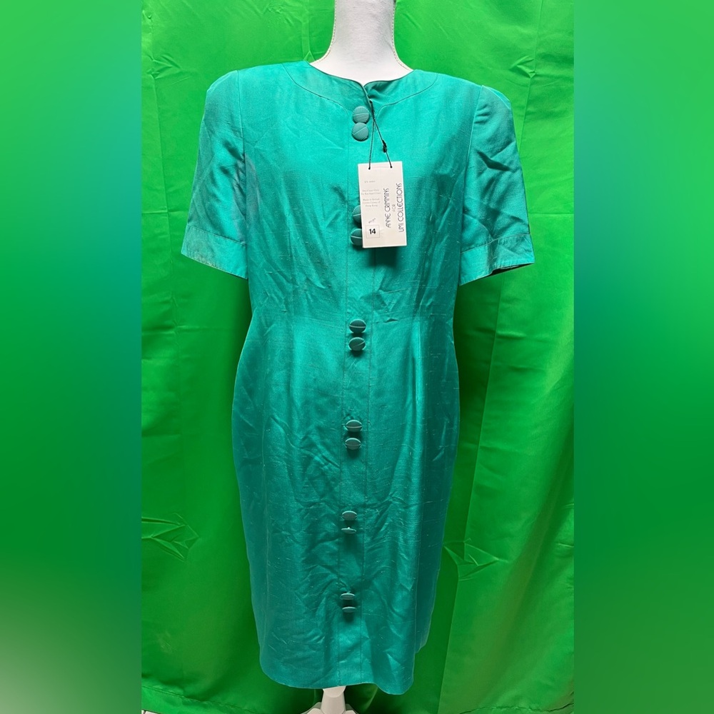 Teal Button-Front vintage Dress